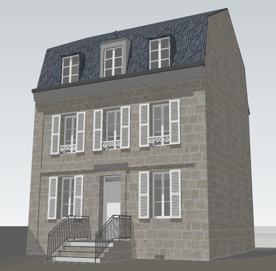 Maison rénovée en bureaux (Brive) - Vue 3D